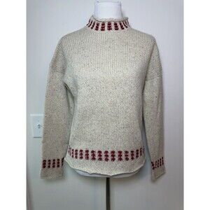 Irelands Eye Wool Silk Sweater Aran Style Knit Women’s L Made In Ireland